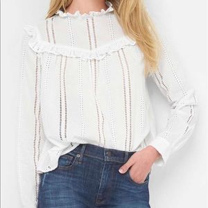 Gap optic white eyelet ruffle shirt